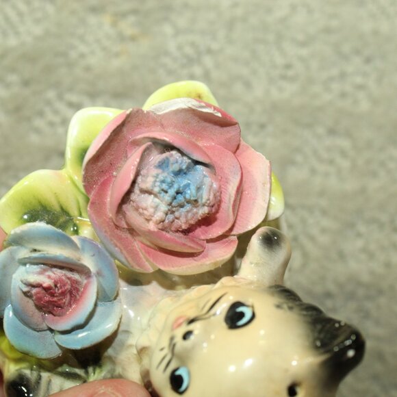 Original Arnat Creation Numbered Ceramic Cats in Flower Baskets Salt & Pepper Sh - Picture 7 of 7